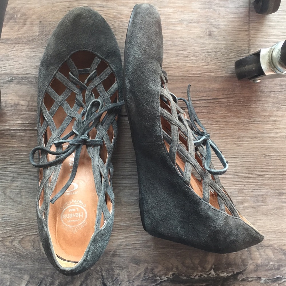 Jeffrey Campbell Suede Lace Up Wedge 8.5
